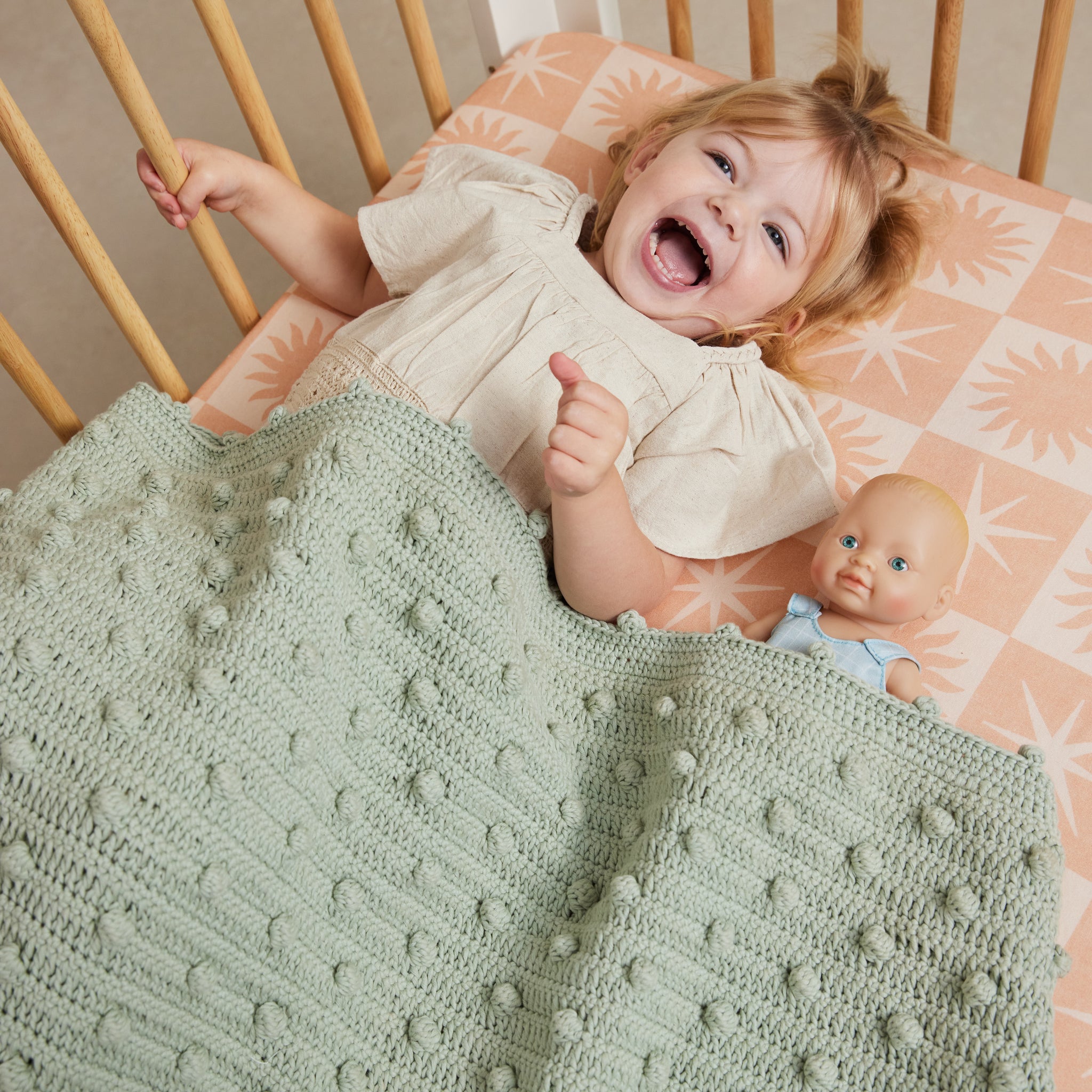 Bobble Sage Blanket