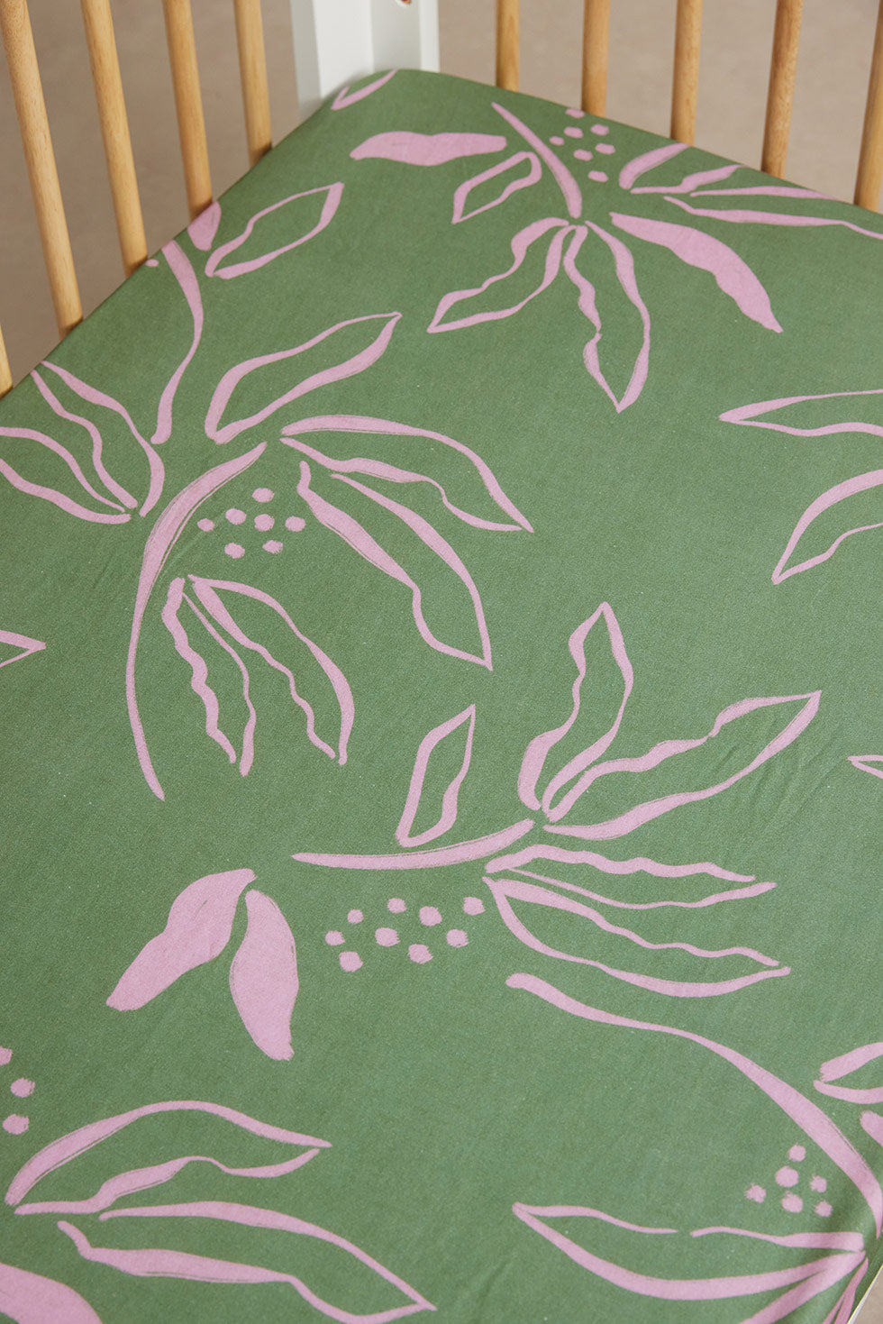 Green Palm Cot Sheet